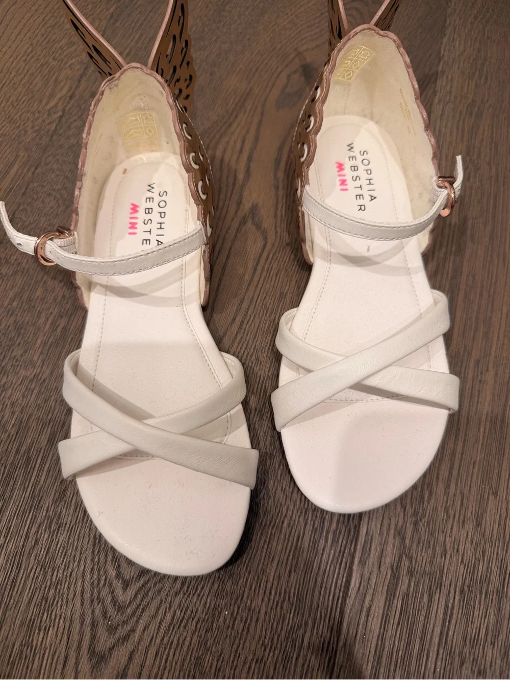 Sophia Webster White Girls' Wingback Crisscross Sandals
